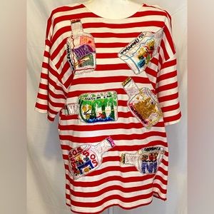 Vintage 90’s Cedars Womens Medium Beaded Embroidered Short Sleeve Shirt Top